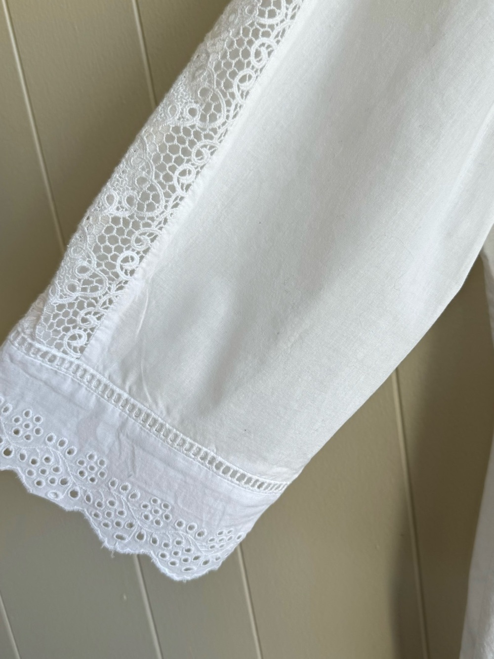 NYDJ White Cotton Lace Eyelet Peasant Blouse Tunic 1X Boho - Picture 8 of 13